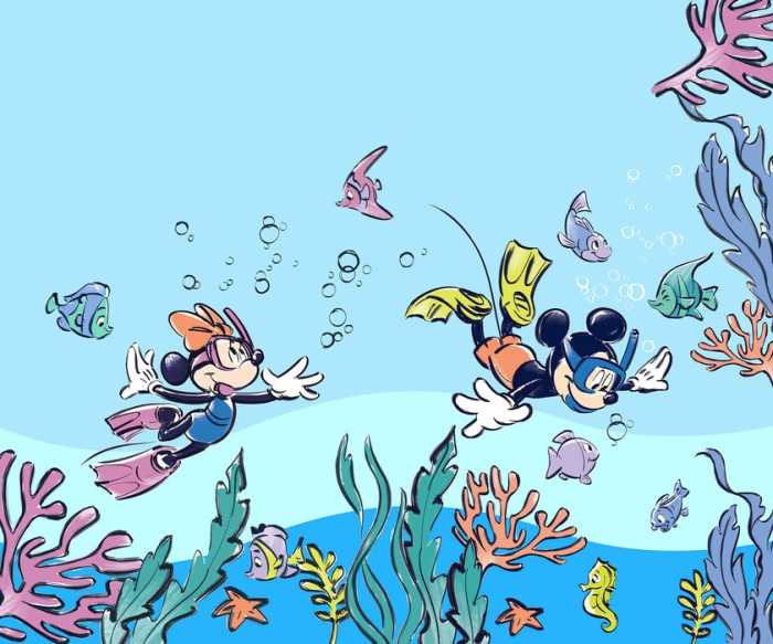 Standard Vlies Mickey & Minnie Coral Reef