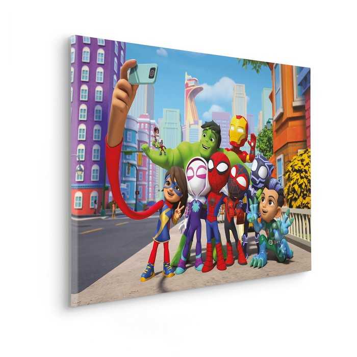 Vlies Bild auf Keilrahmen/ Echtholzrahmen Spidey and His Amazing Friends Selfie