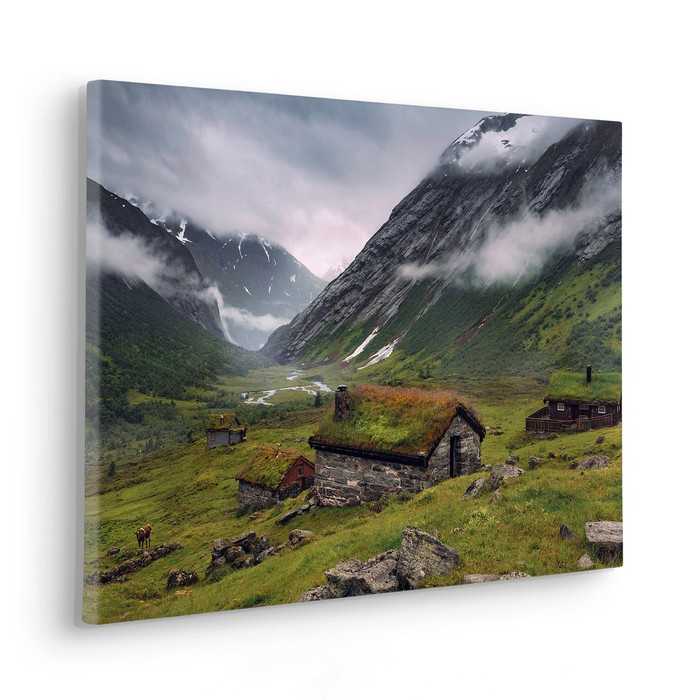 Vlies Bild auf Keilrahmen/ Echtholzrahmen Moody Mountains
