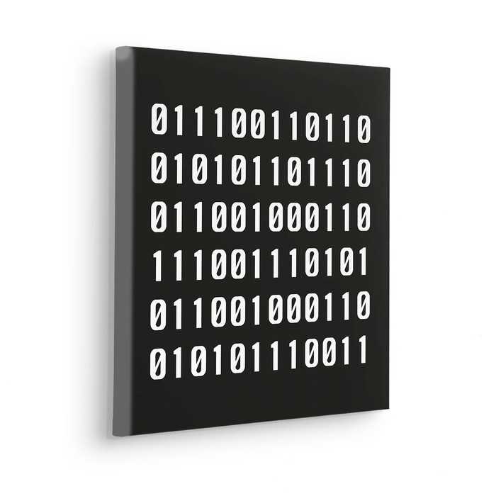 Vlies Bild auf Keilrahmen/ Echtholzrahmen Typo Naughty Binary