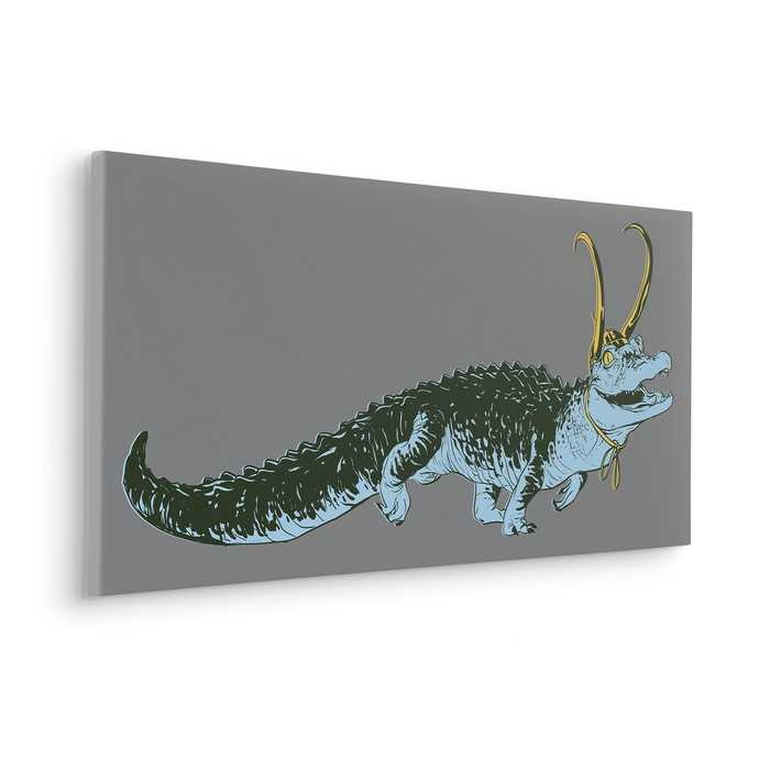 Vlies Bild auf Keilrahmen/ Echtholzrahmen Loki Alligator Variance