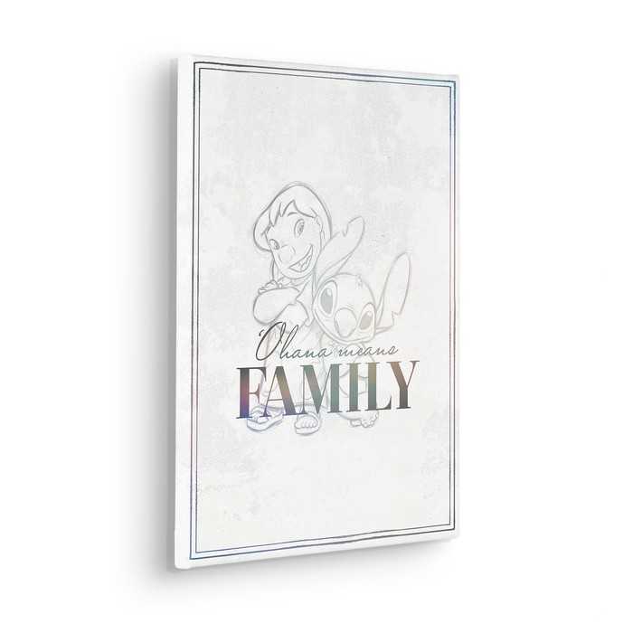 Vlies Bild auf Keilrahmen/ Echtholzrahmen Disney Lilo & Stitch - Family Goals