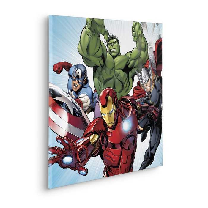 Vlies Bild auf Keilrahmen/ Echtholzrahmen Marvel Avengers Teampower