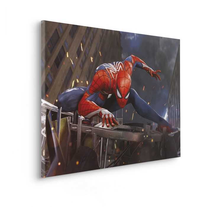Vlies Bild auf Keilrahmen/ Echtholzrahmen Marvel Spider-Man Landing
