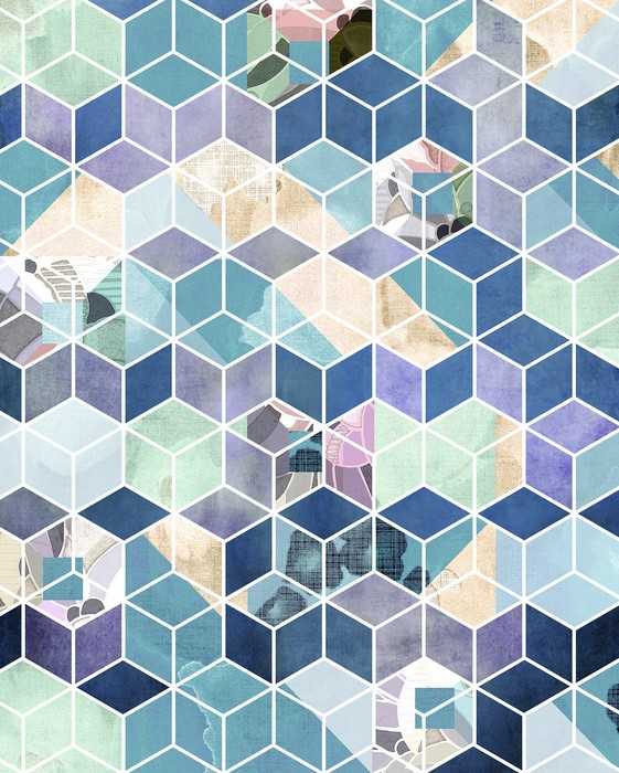 Premium Vlies Geometric Blue