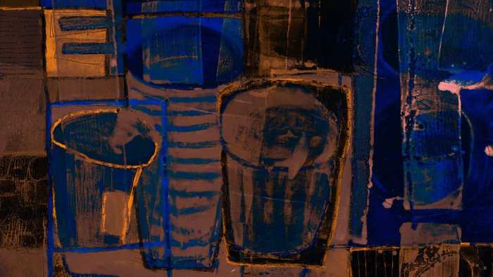 Premium Vlies Drinks Spilling brown-blue