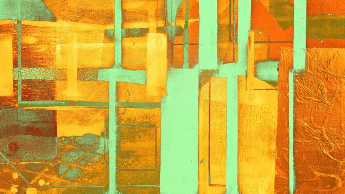Premium Vlies Cuboids Linedup orange-mint