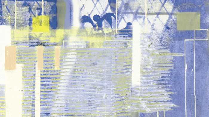 Digitaldrucktapete Rhombus Hiding yellow-blue