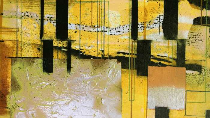 Premium Vlies Squares Dropping grey-yellow