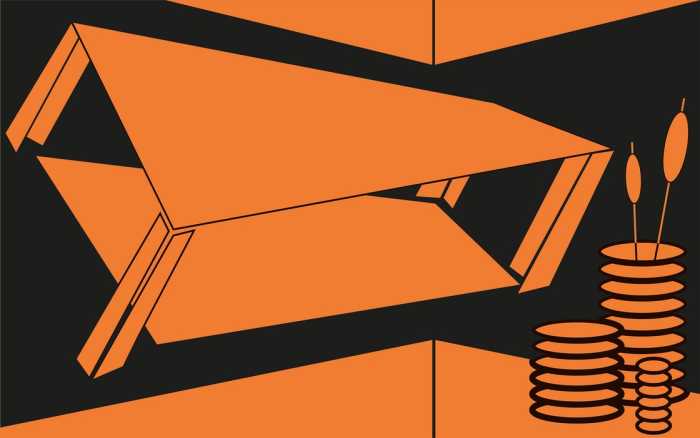 Premium Vlies Perspective Table orange-black