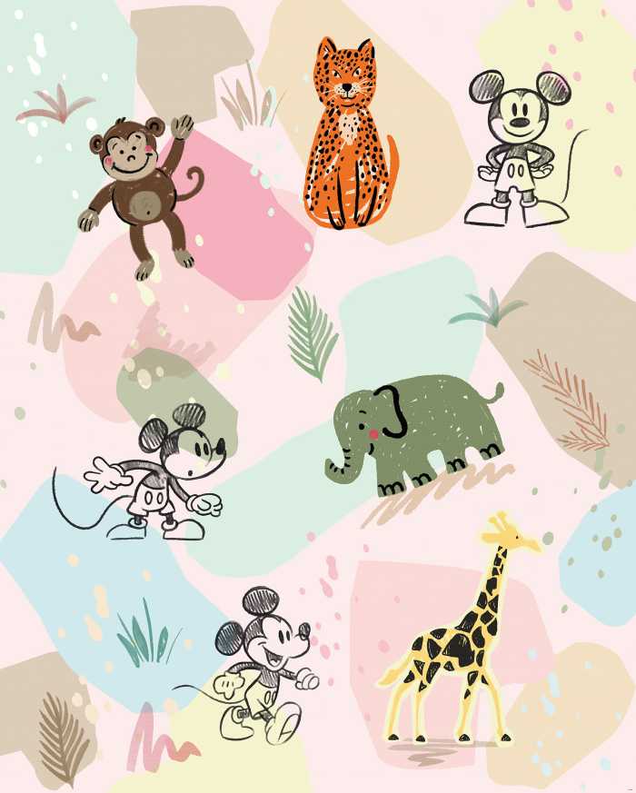 Digitaldrucktapete Mickey Safari