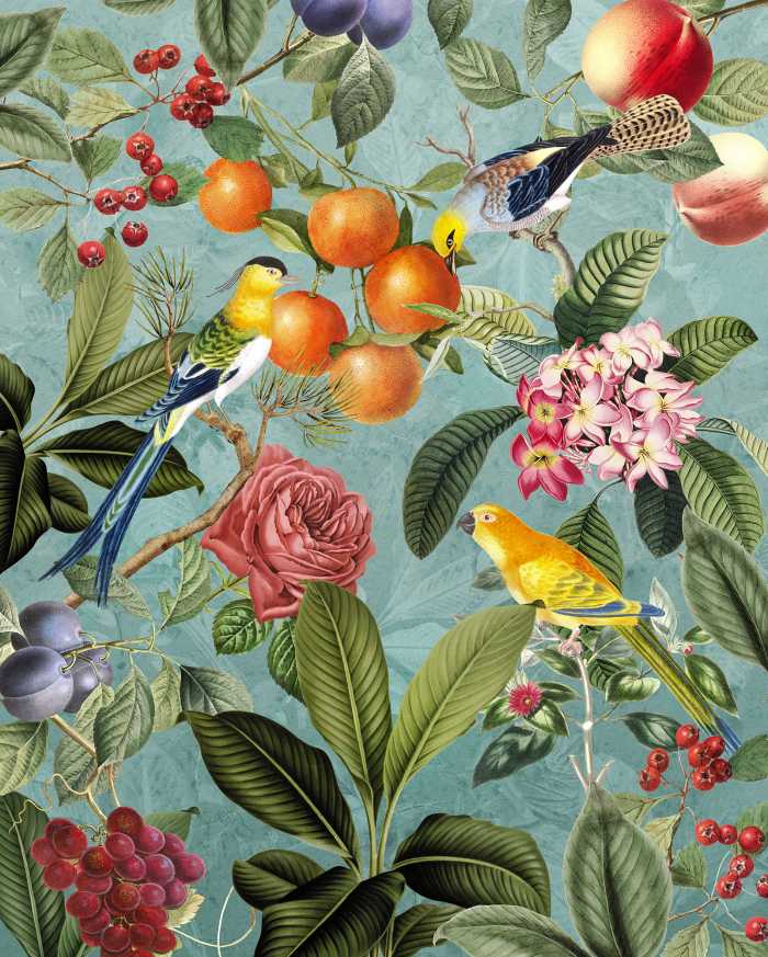 Digitaldrucktapete Birds and Berries