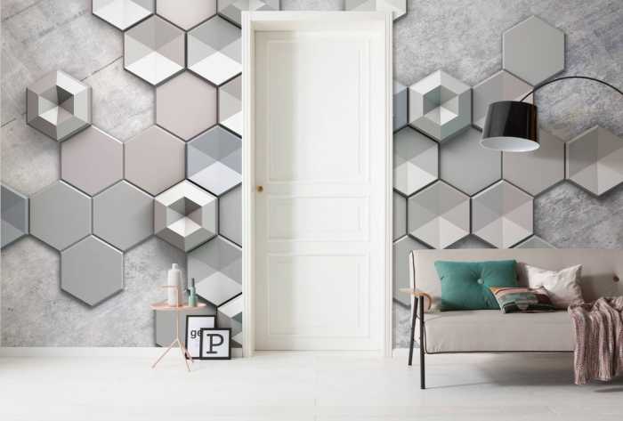 Premium Vlies Hexagon Concrete