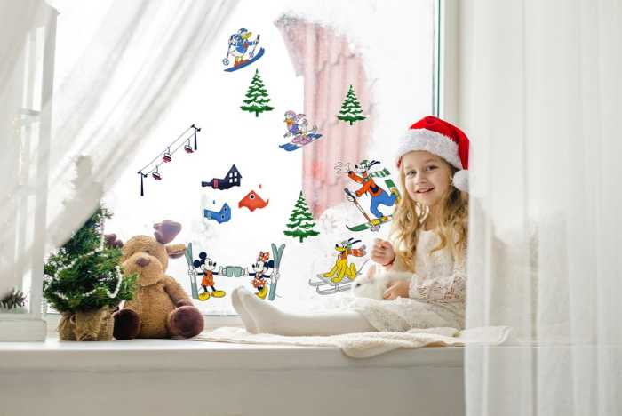 Fenstersticker-Adhäsionsfolie Disney Mickey Mouse Snowland