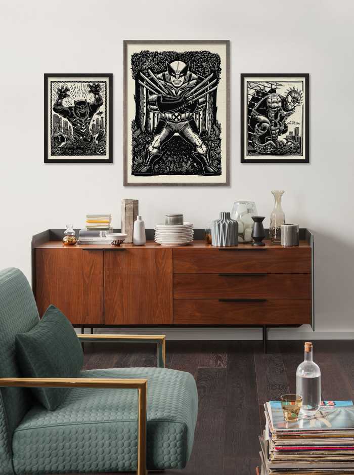 Poster Marvel Black Panther Lino-Cut Charge