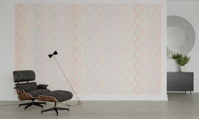 Digitaldrucktapete Structure Rhombus apricot-pastell