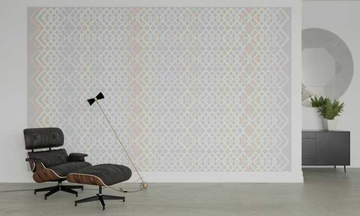 Digitaldrucktapete Structure Rhombus lightgrey-pastell