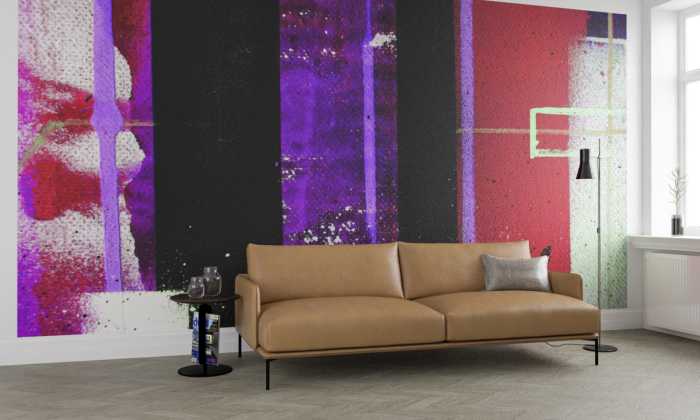Digitaldrucktapete Traces Drizzling black-purple