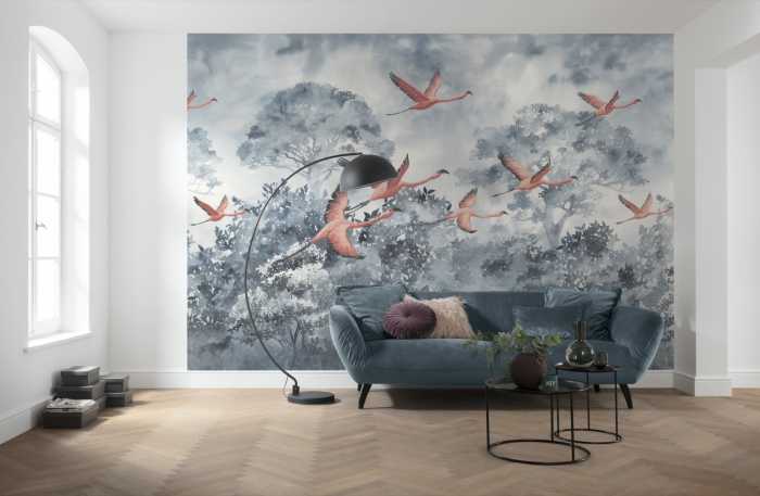 Digitaldrucktapete Flamingos in the Sky