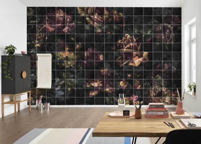Digitaldrucktapete Tiles Flowers
