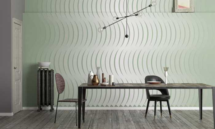 Digitaldrucktapete Wave Curton greygreen