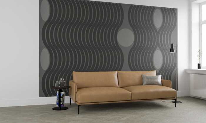 Digitaldrucktapete Wave grey-blackgrey