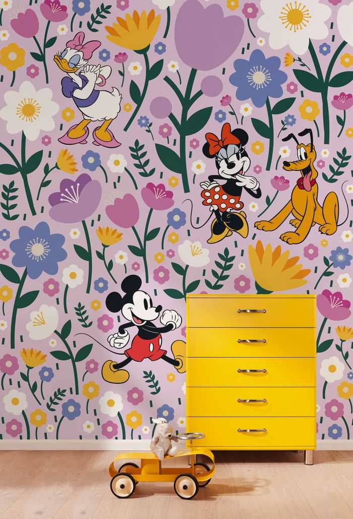 Digitaldrucktapete Disney Mickey Mouse and Minnie Mouse Botanical Spring