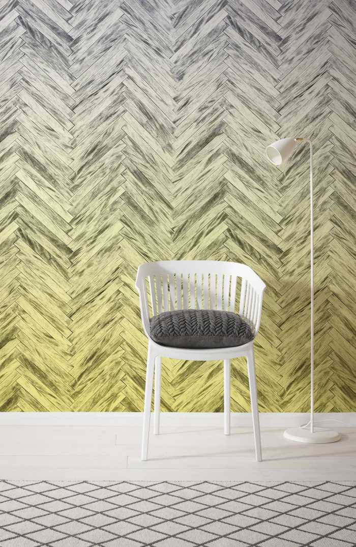 Digitaldrucktapete Herringbone Yellow