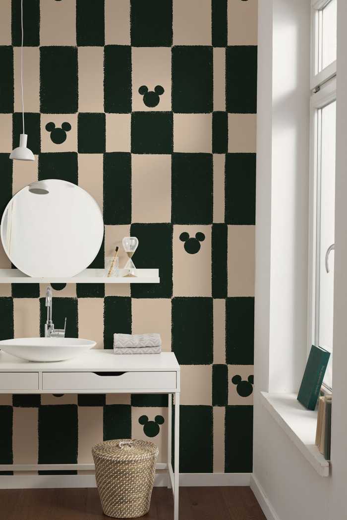 Digitaldrucktapete Disney Mickey Mouse Green Chess