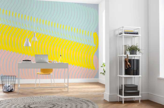 Digitaldrucktapete Comb bleu-yellowapricot