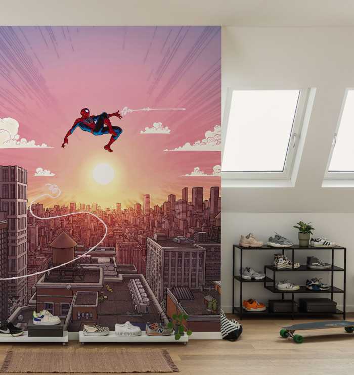 Digitaldrucktapete Marvel Spider-Man Swinging Through the Air