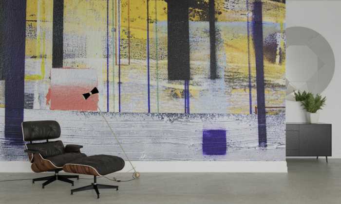 Digitaldrucktapete Horizon Blazing grey-yellow