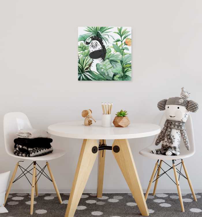 Vlies Bild auf Keilrahmen/ Echtholzrahmen Lost Zebra