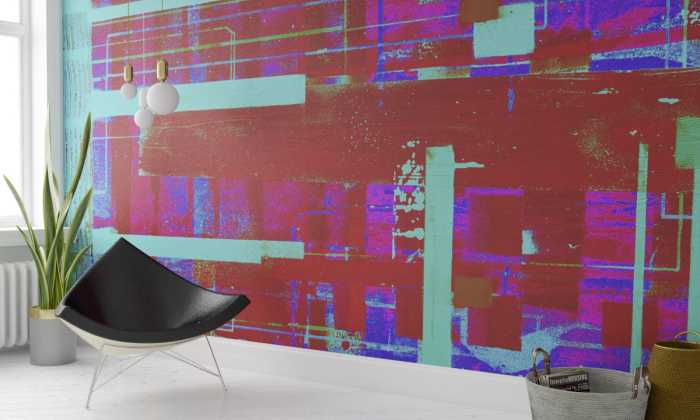 Premium Vlies Stripes Flowing merlot-ice