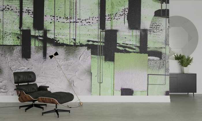 Premium Vlies Squares Dropping grey-green