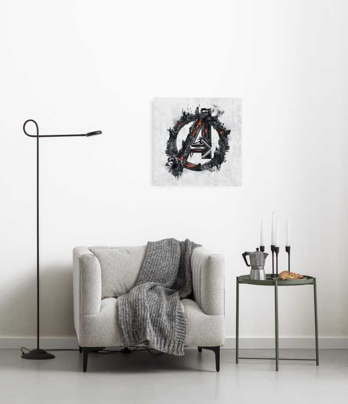 Vlies Bild auf Keilrahmen/ Echtholzrahmen Avengers Big A Logo