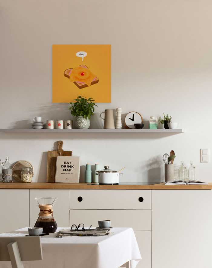 Vlies Bild auf Keilrahmen/ Echtholzrahmen Toast Hawaii