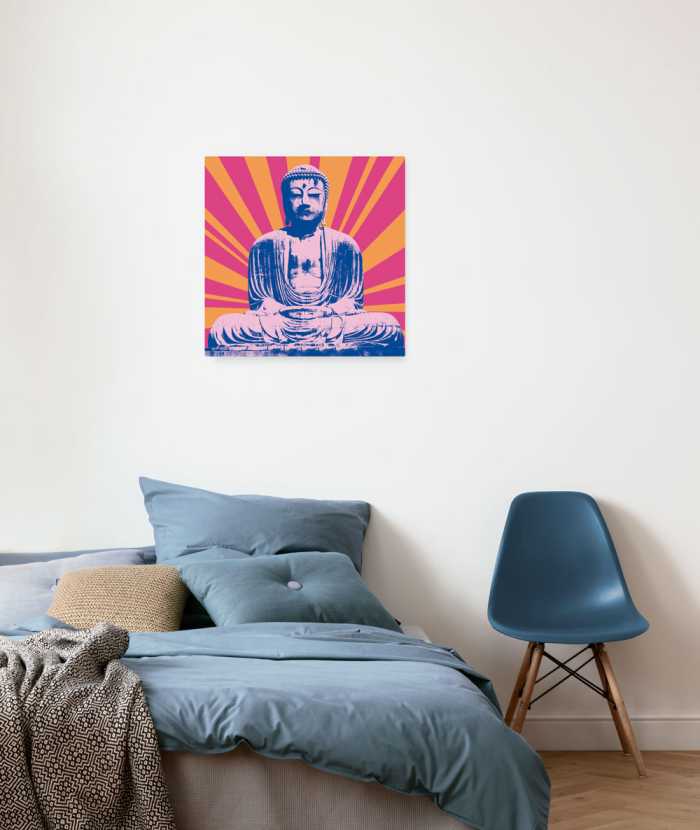 Vlies Bild auf Keilrahmen/ Echtholzrahmen Hippie Buddha