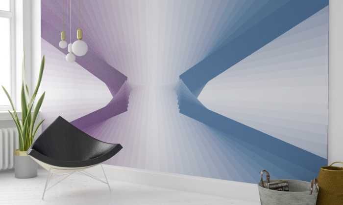 Digitaldrucktapete Auroville Horizon aubergine-petrol