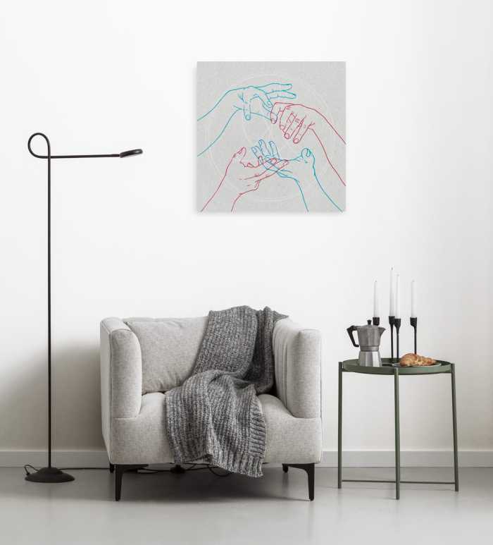 Vlies Bild auf Keilrahmen/ Echtholzrahmen Glory Hands