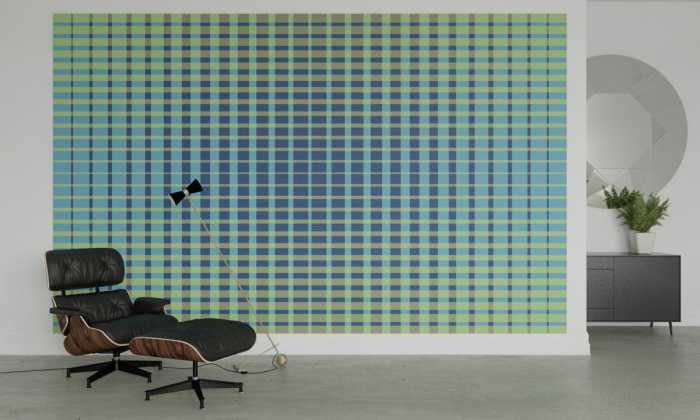 Digitaldrucktapete Chequered blue-turquise