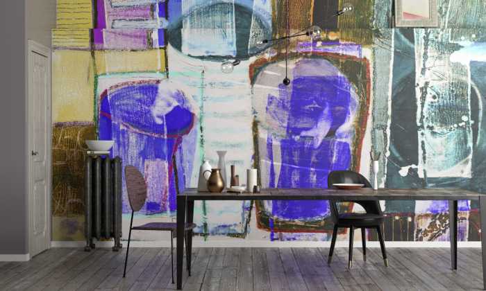 Digitaldrucktapete Drinks Spilling yellow-blue