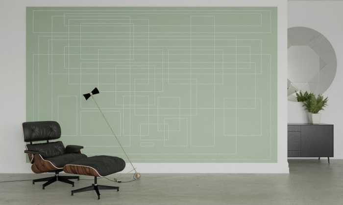 Digitaldrucktapete Mills Board Mondial whiteice-greygreen