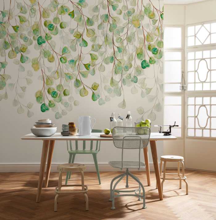 Digitaldrucktapete Douche de Feuilles