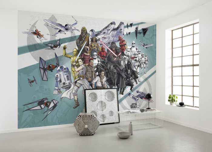 Digitaldrucktapete Star Wars Cartoon Collage Wide