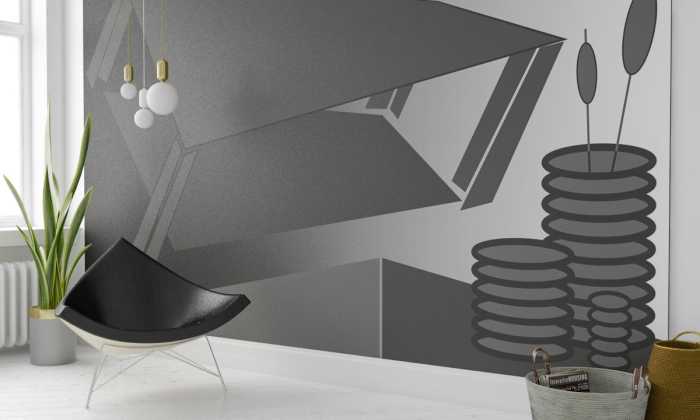 Digitaldrucktapete Perspective Table black-grey-grey