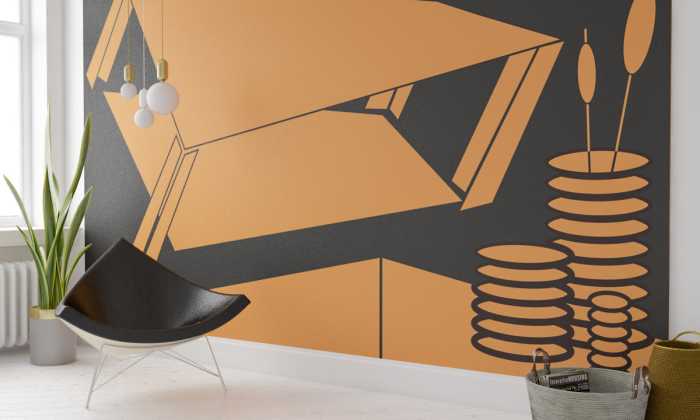 Digitaldrucktapete Perspective Table orange-black