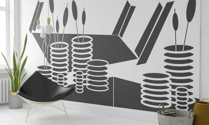 Digitaldrucktapete Perspektive Vases black-white