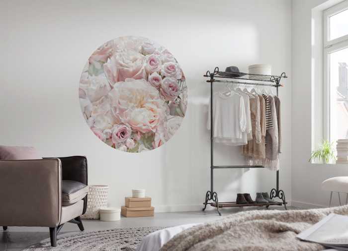 Runde Fototapete Pink and Cream Roses
