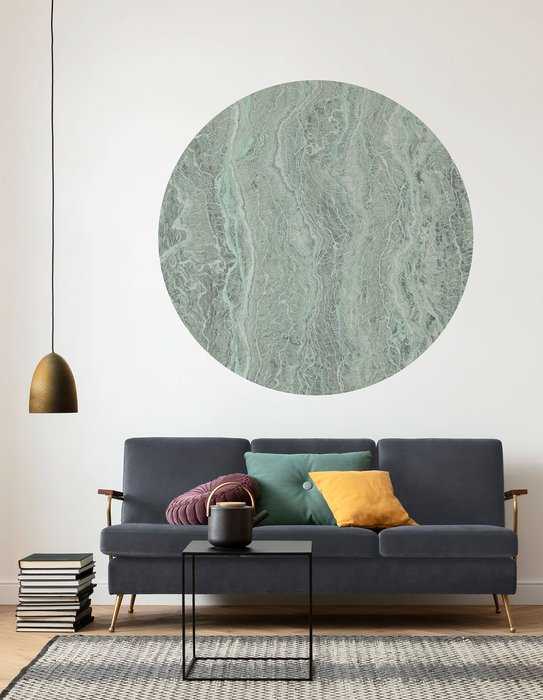 Selbstklebende runde Fototapete auf Vlies Green Marble